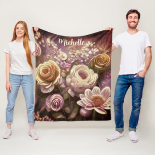 Beautiful Acrylic Flower Pattern Fleece Blanket