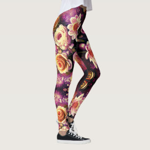 Beautiful Acrylic Flower Pattern Leggings