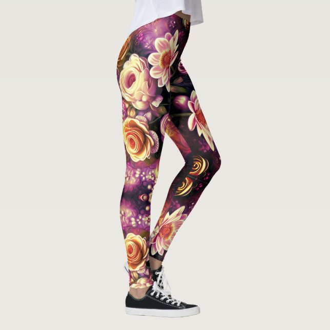 Beautiful Acrylic Flower Pattern Leggings (Right)