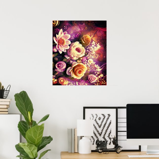 Beautiful Acrylic Flower Pattern Poster (Home Office)