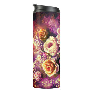 Beautiful Acrylic Flower Pattern Thermal Tumbler