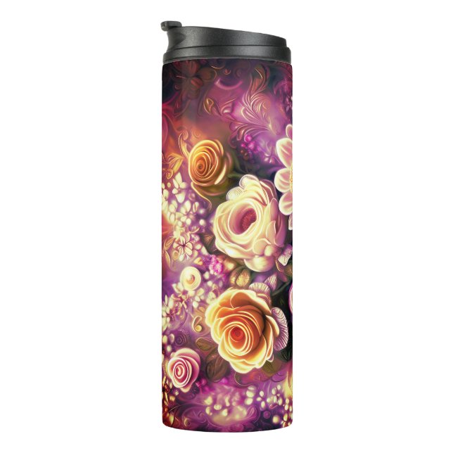 Beautiful Acrylic Flower Pattern Thermal Tumbler (Rotated Right)