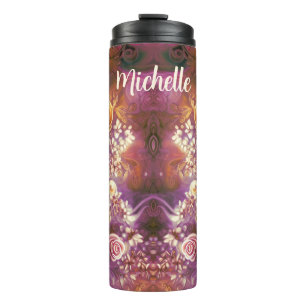 Beautiful Acrylic Flower Pattern Thermal Tumbler