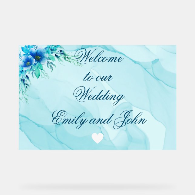 Beautiful acrylic welcome to our wedding sign (Front)