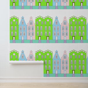 Beautiful Aesthetic European Cartoon Town Wallpaper
