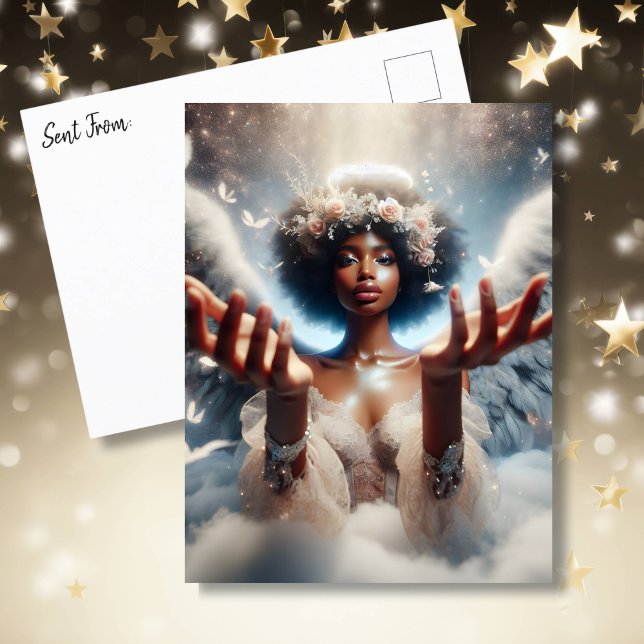 Beautiful African-American Angel Ethereal Postcard (Creator Uploaded)