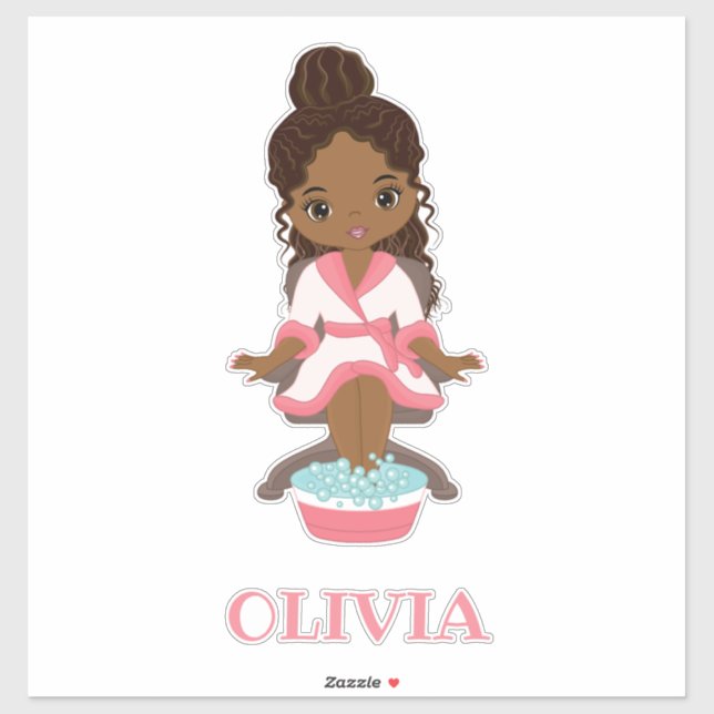 Beautiful African American Spa Girl Vinyl Sticker (Sheet)