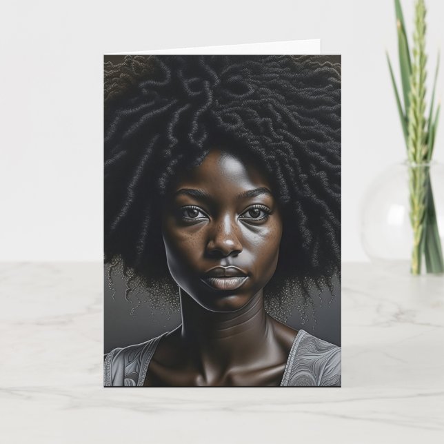 Beautiful African American Woman Ai Art Blank Card (Front)