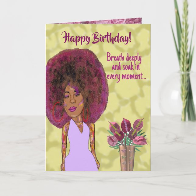 Beautiful African American Woman Birthday Card (Front)