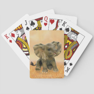Beautiful African Baby Elephant Playing Cards