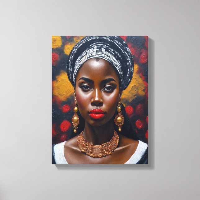 Beautiful African Black Woman Painting Canvas Print (Front)