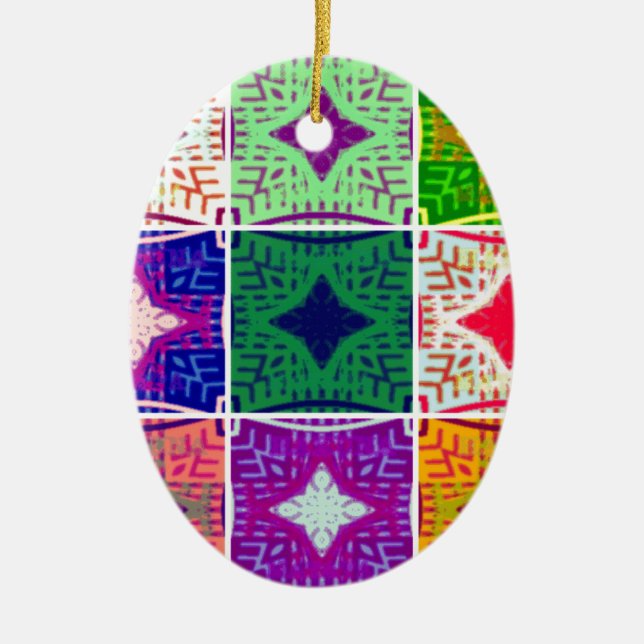 Beautiful African Chequered Art Print Ceramic Ornament (Front)