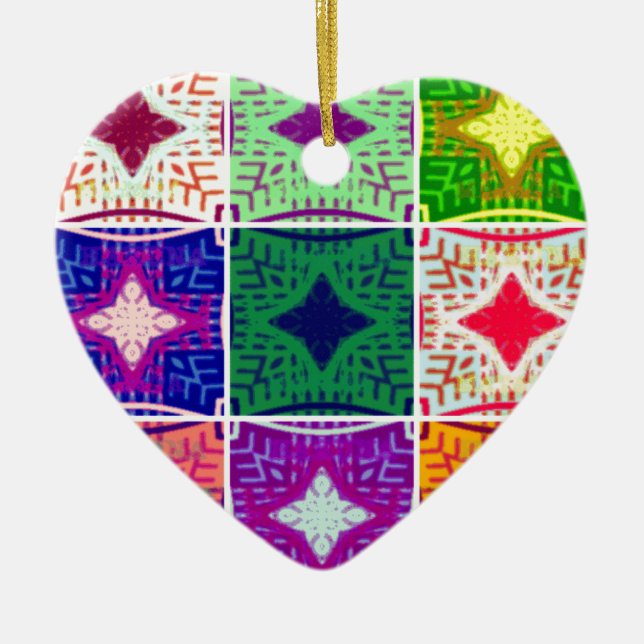 Beautiful African Chequered Art Print Ceramic Ornament (Front)