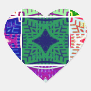 Beautiful African Chequered Art Print Heart Sticker