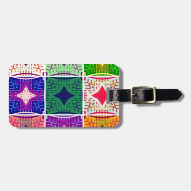 Beautiful African Chequered Art Print Luggage Tag (Front Horizontal)