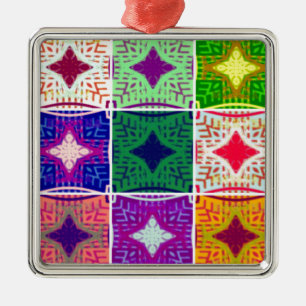 Beautiful African Chequered Art Print Metal Ornament