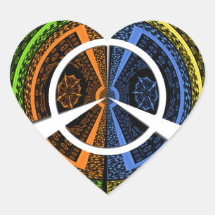 Beautiful African colourful Circular Illustrations Heart Sticker