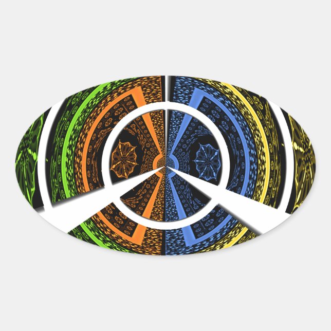 Beautiful African colourful Circular Illustrations Oval Sticker (Front)