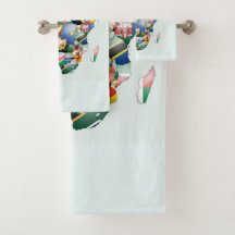 Beautiful African Continent Colourful Custom Map Bath Towel Set