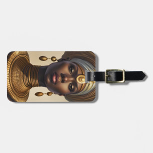 Beautiful African Goddess with coiled fabric hat Luggage Tag