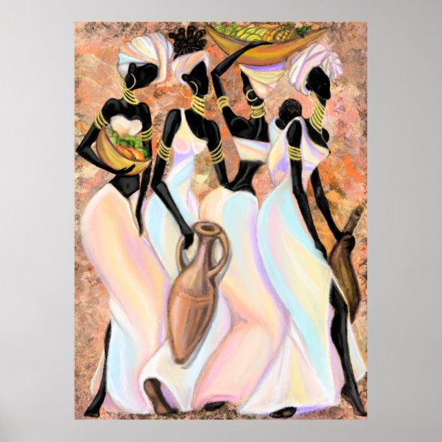 Beautiful African Ladies Poster - Modern Painting (Front)
