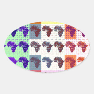 Beautiful African Map Chequered Pap art ethnic Oval Sticker