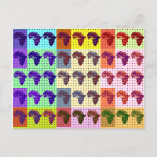 Beautiful African Map Chequered Pap art ethnic  Postcard