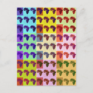 Beautiful African Map Chequered Pap art ethnic  Postcard