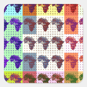 Beautiful African Map Chequered Pap art ethnic Square Sticker