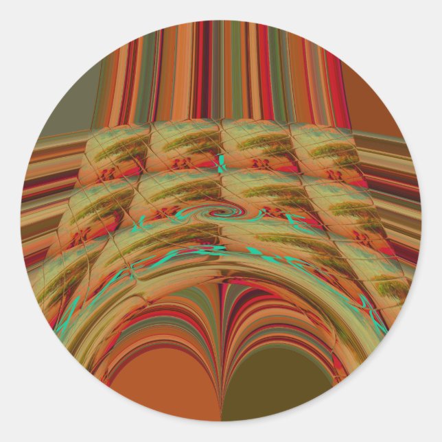 Beautiful African Traditional Golden Brown Motif  Classic Round Sticker (Front)