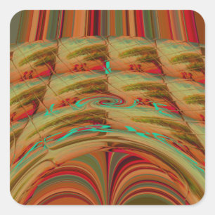 Beautiful African Traditional Golden Brown Motif  Square Sticker