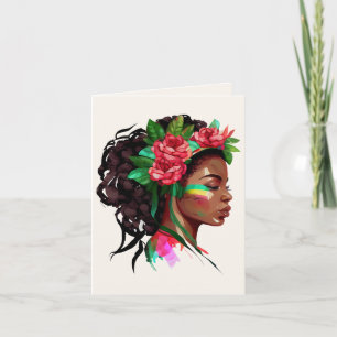 Beautiful African Woman Roses Note Card