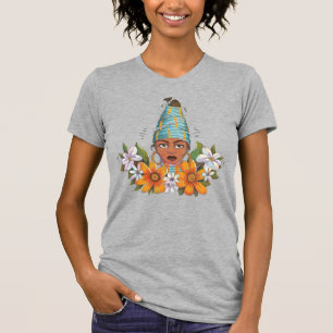 Beautiful African Woman with Flowers T-Shirt