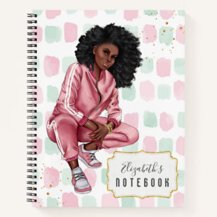 Beautiful Afro American Pink School Notebook