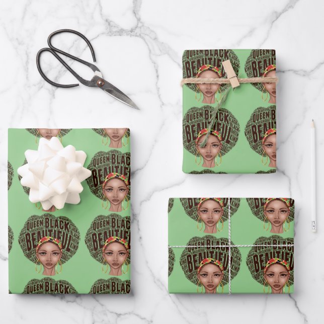 Beautiful Afrocentric Black Woman  Wrapping Paper Sheet (Front)
