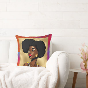 Beautiful Afrocentric Style Woman Throw Pillow