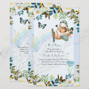 Beautiful Airplane Pilot Boys Baby Shower Invite