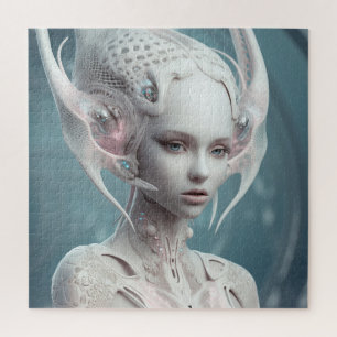 Beautiful Alien Woman in White Jigsaw Puzzle