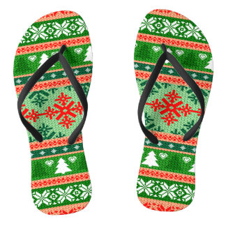 Beautiful All-Over Print Christmas Knit Wallpaper Flip Flops