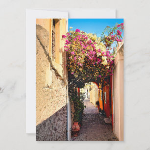 Beautiful Alleyway in Santorini, Greece Holiday Card