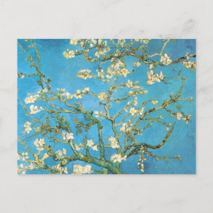 Beautiful almond blossom antique painting postcard