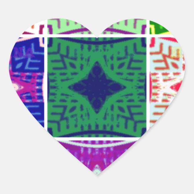 Beautiful Amazing African Chequered  Print pattern Heart Sticker (Front)
