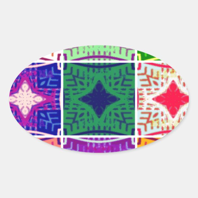 Beautiful Amazing African Chequered  Print pattern Oval Sticker (Front)