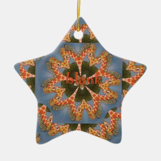 Beautiful amazing African colourful Giraffe blank Ceramic Ornament (Front)