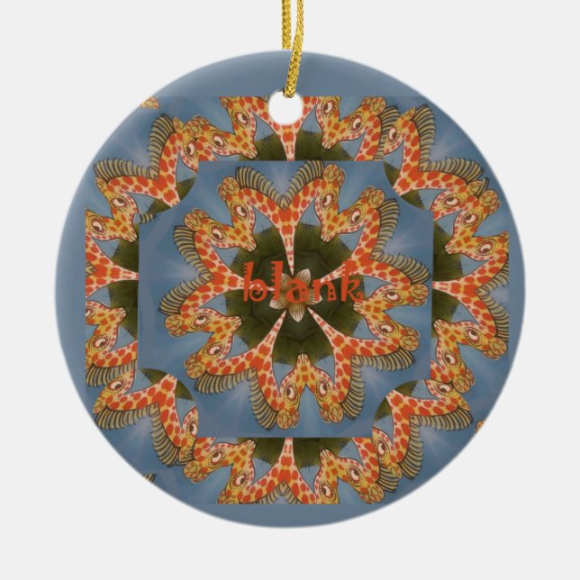 Beautiful amazing African colourful Giraffe blank Ceramic Ornament (Front)