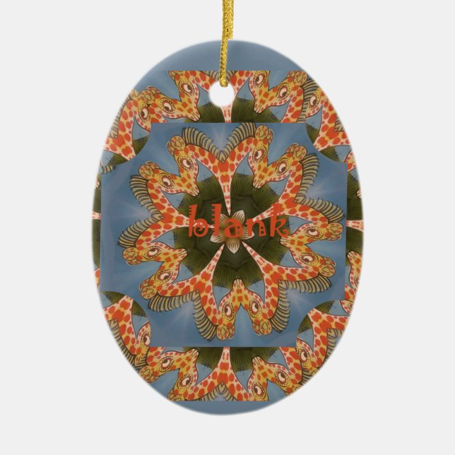 Beautiful amazing African colourful Giraffe blank Ceramic Ornament (Front)