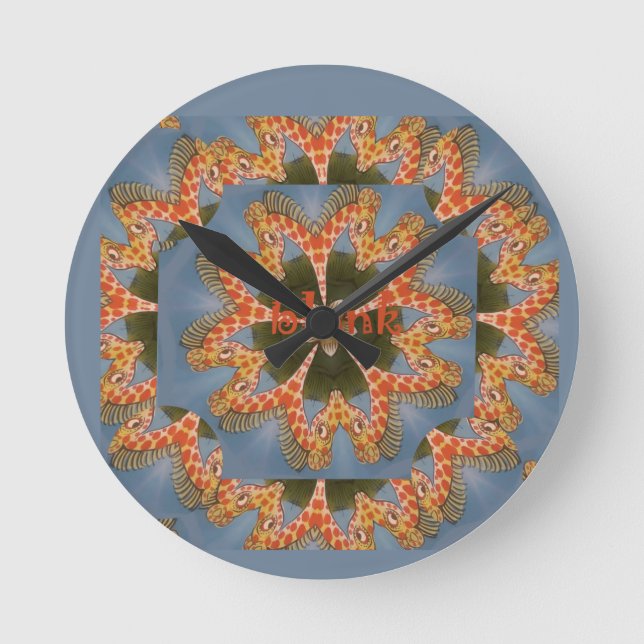 Beautiful amazing African colourful Giraffe blank Round Clock (Front)