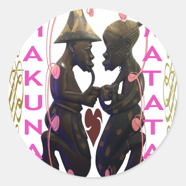 Beautiful  Amazing African Couple: A Romantic Art Classic Round Sticker (Front)