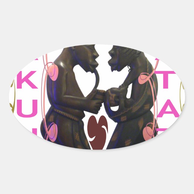 Beautiful  Amazing African Couple: A Romantic Art Oval Sticker (Front)