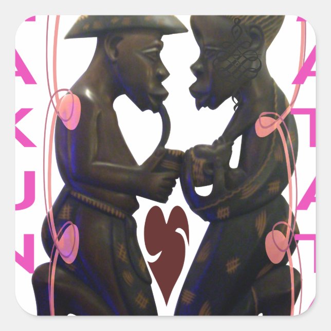 Beautiful  Amazing African Couple: A Romantic Art Square Sticker (Front)